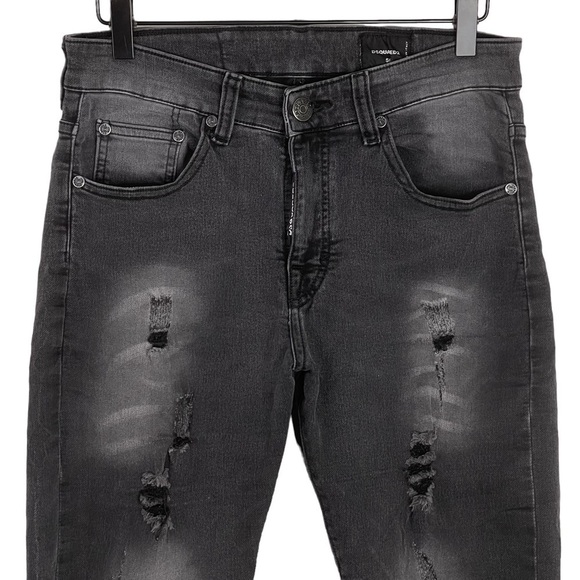 DSQUARED2 Jeans Mens 34x32 Cool Guy Slim Stretch Black Denim Made in Italy Rip - Picture 2 of 13